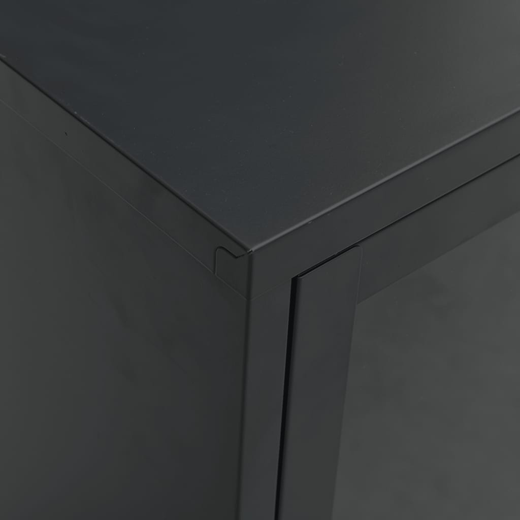 ТВ шкаф, черен, 105x35x52 см, стомана и стъкло