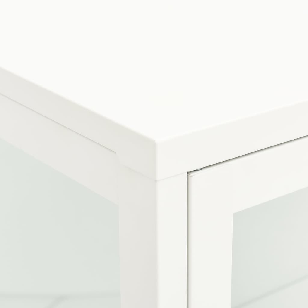 Бюфет, бял, 75x35x105 см, стомана и стъкло
