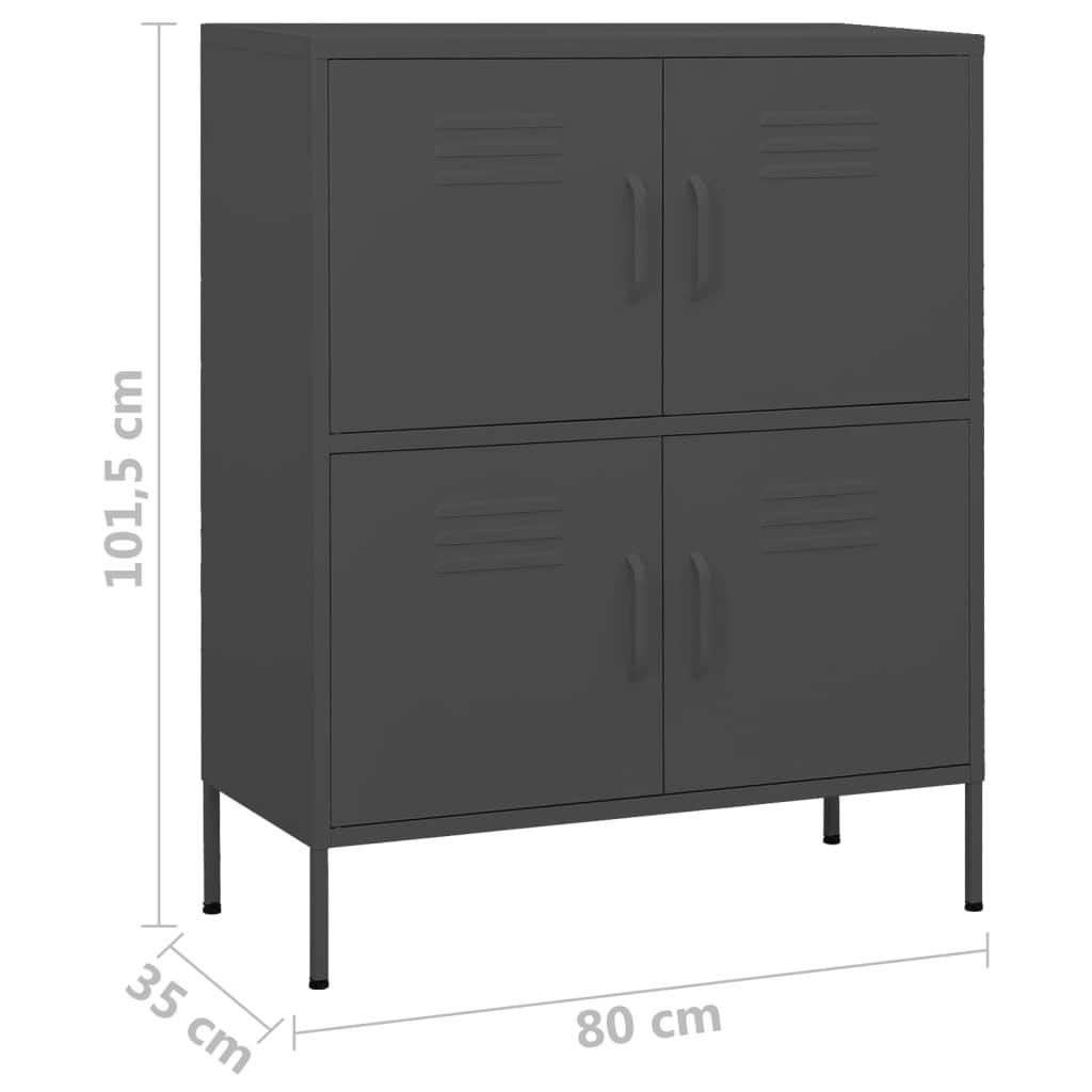 Шкаф за съхранение, антрацит, 80х35х101,5 см, стомана