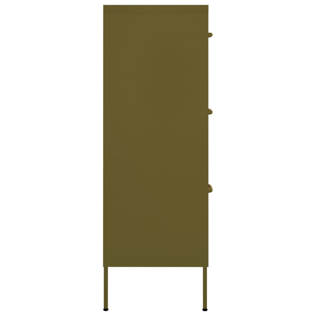 Шкаф с чекмеджета, маслиненозелен, 80х35х101,5 см, стомана