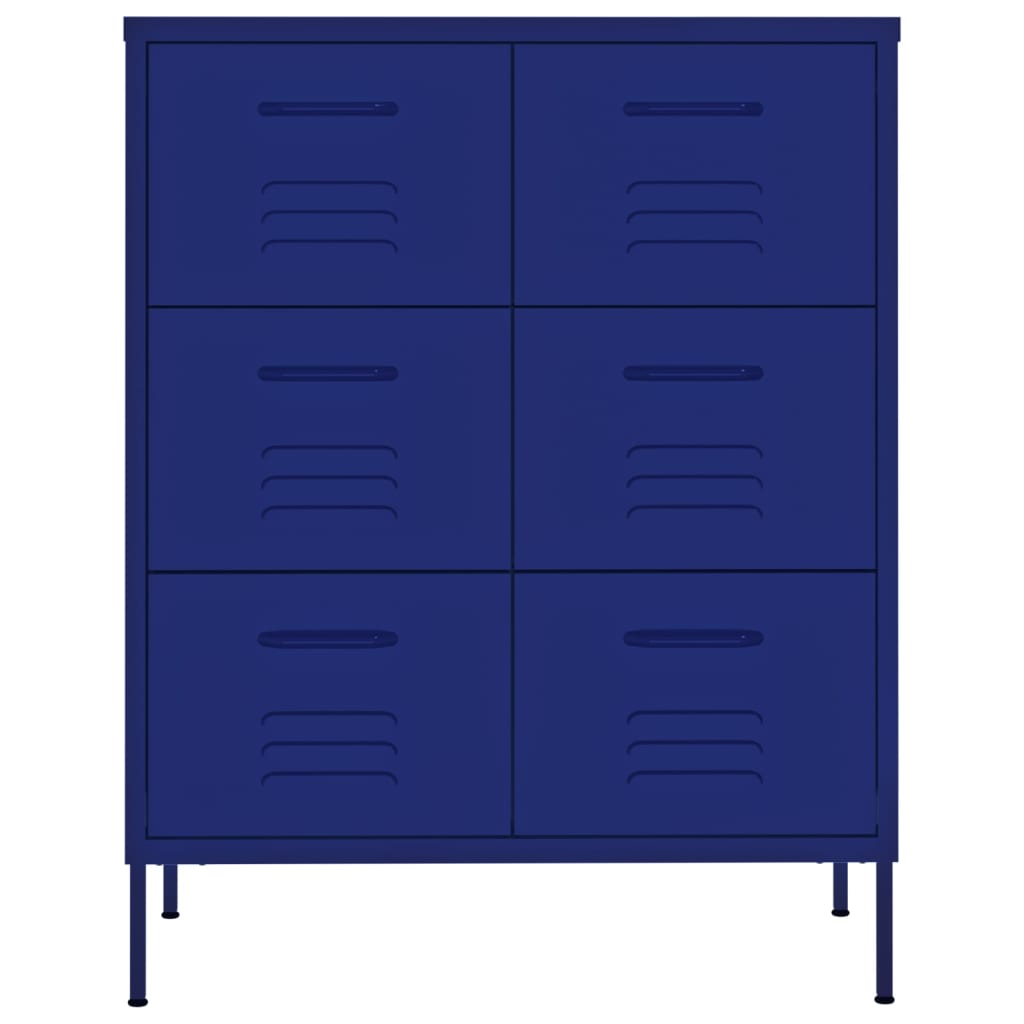 Шкаф с чекмеджета, нейви синьо, 80х35х101,5 см, стомана