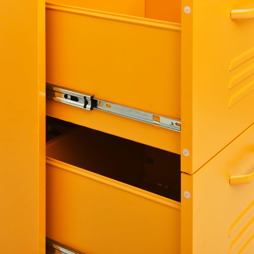 Шкаф с чекмеджета, горчица, 80х35х101,5 см, стомана