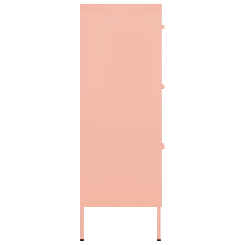 Шкаф с чекмеджета, розов, 80х35х101,5 см, стомана