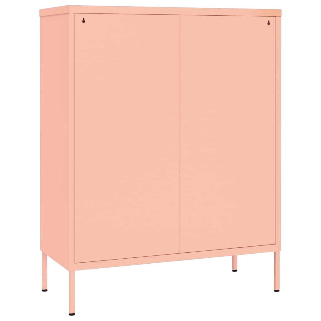 Шкаф с чекмеджета, розов, 80х35х101,5 см, стомана