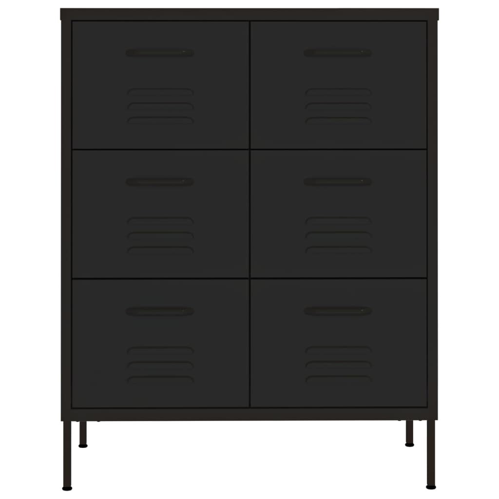 Шкаф с чекмеджета, черен, 80х35х101,5 см, стомана