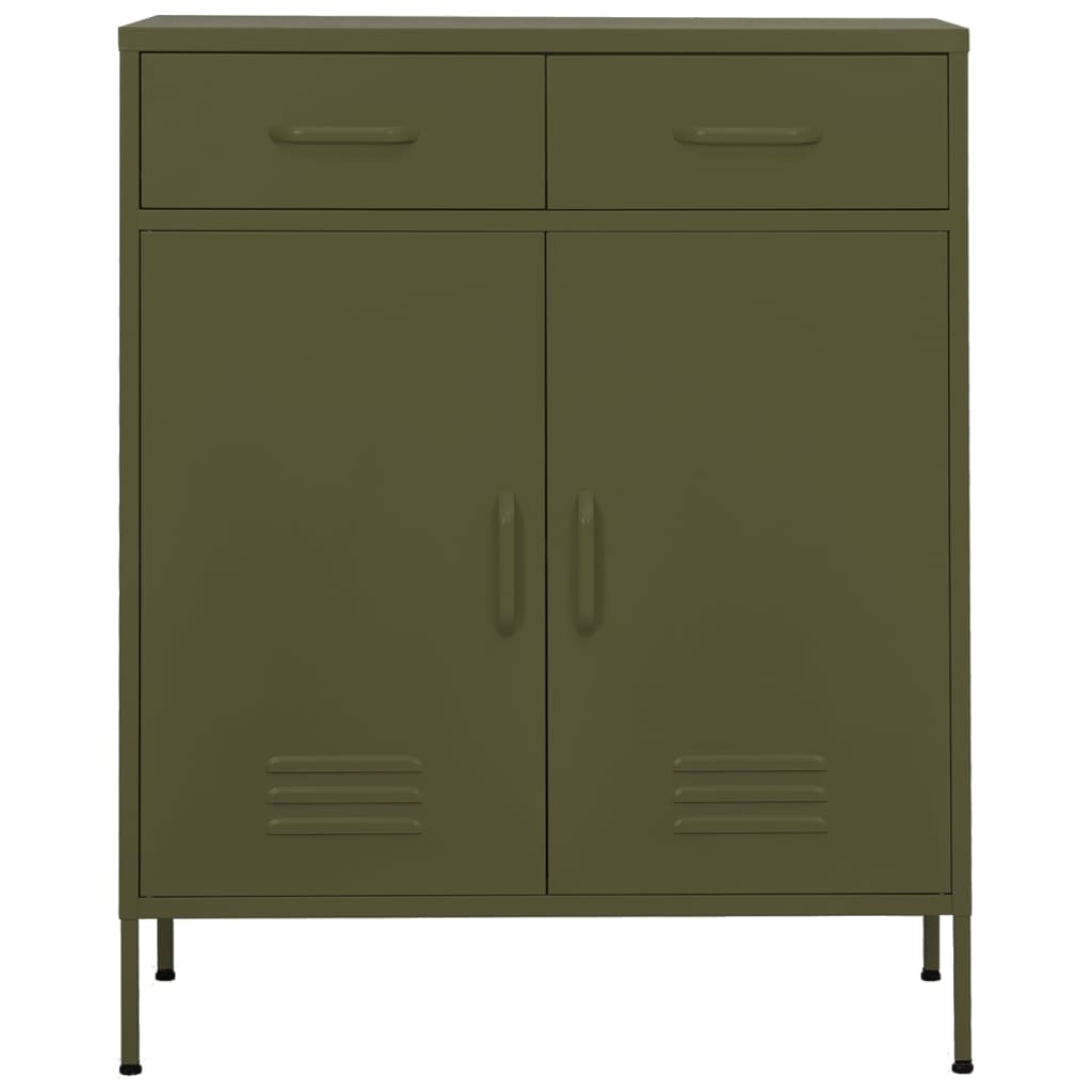 Шкаф за съхранение, маслиненозелен, 80х35х101,5 см, стомана
