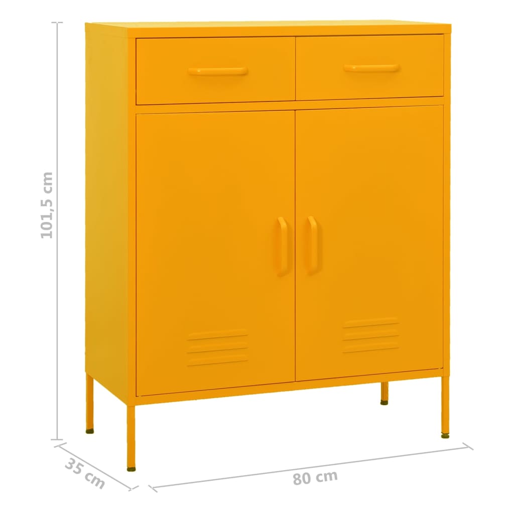Шкаф за съхранение, горчица, 80х35х101,5 см, стомана