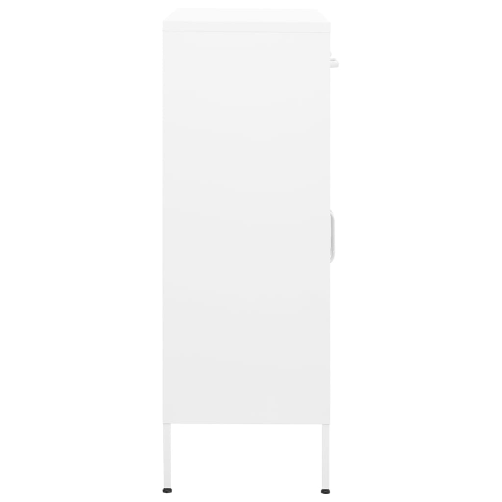 Шкаф за съхранение, бял, 80х35х101,5 см, стомана