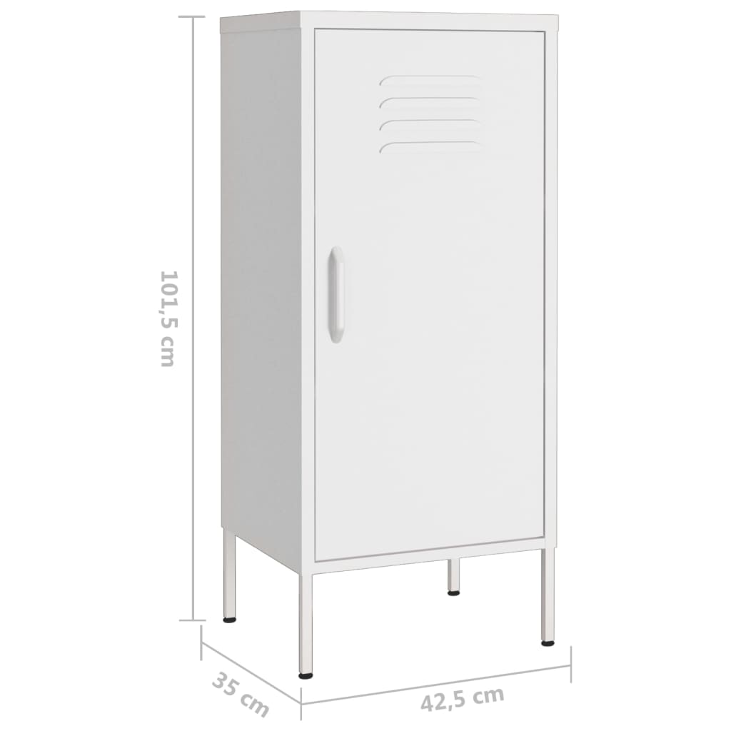 Шкаф за съхранение, бял, 42,5x35x101,5 см, стомана
