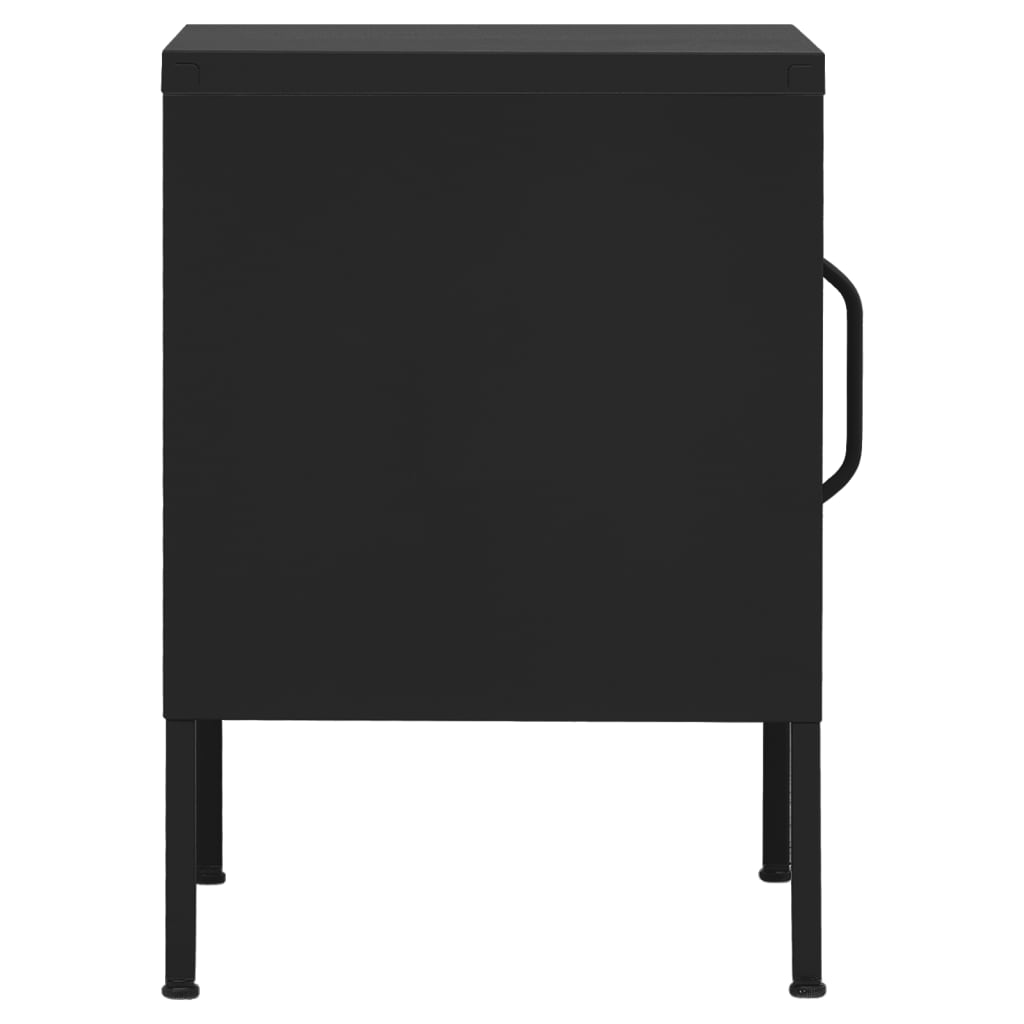 Нощно шкафче, черно, 35х35х51 см, стомана