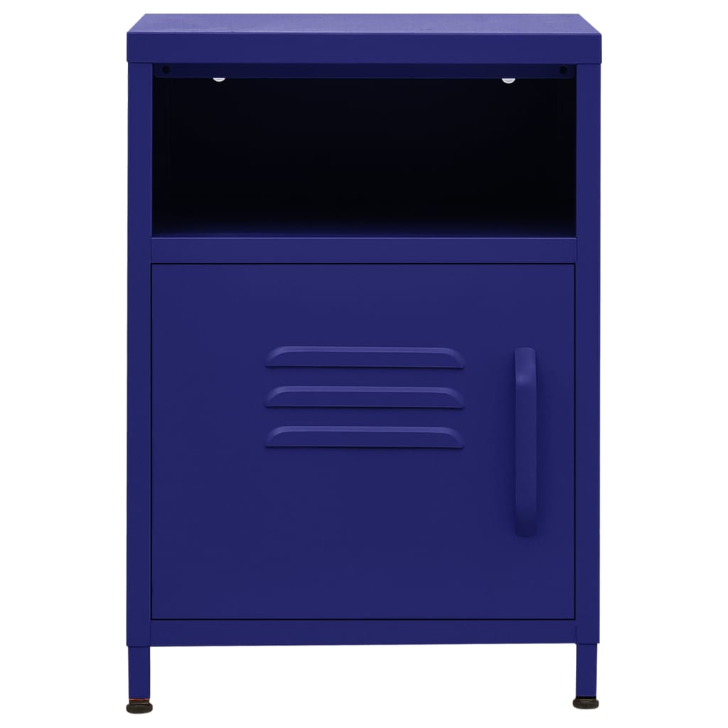 Нощно шкафче, нейви синьо, 35х35х51 см, стомана