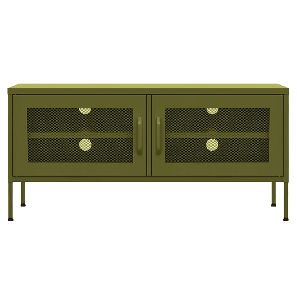 ТВ шкаф, маслиненозелен, 105x35x50 см, стомана