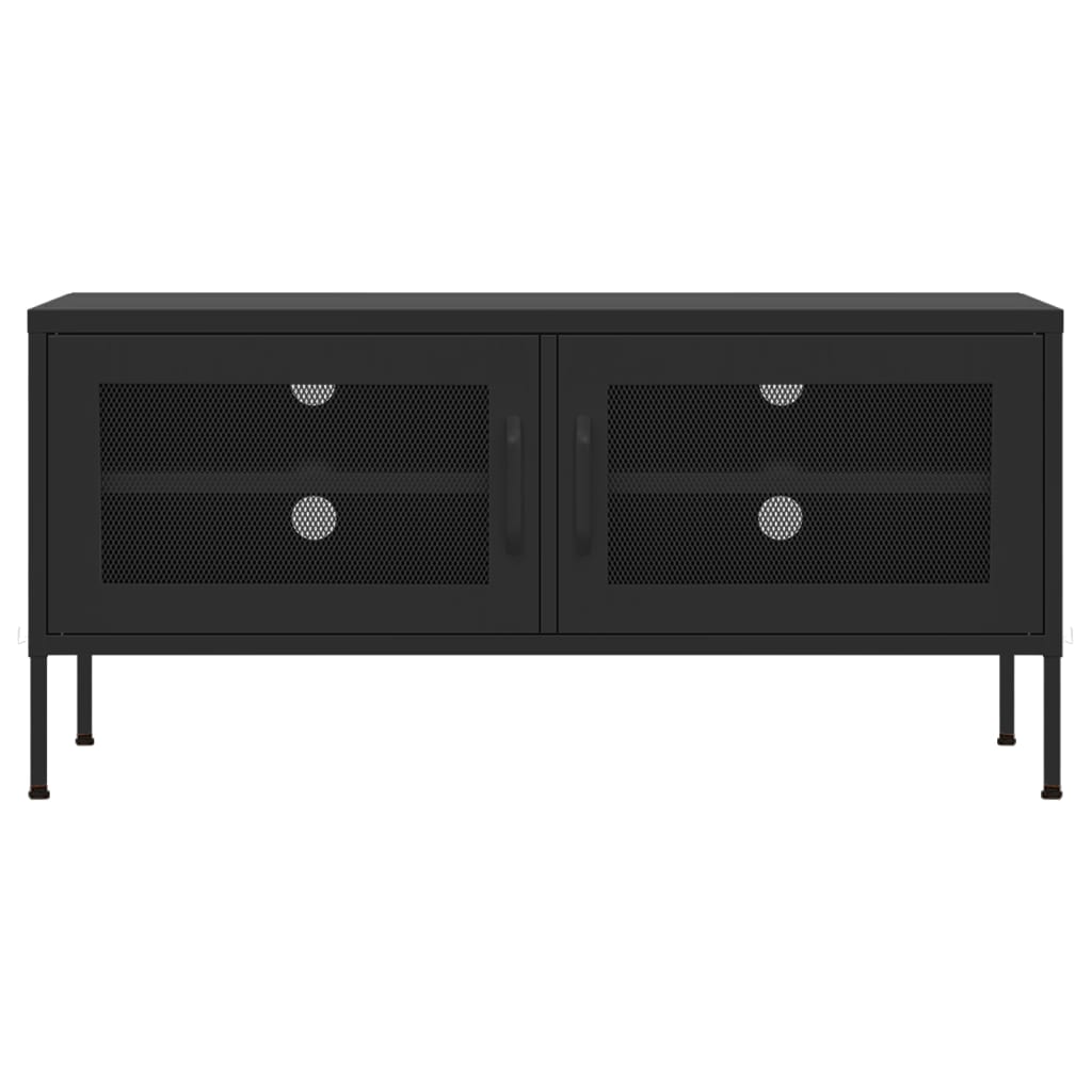 ТВ шкаф, черен, 105x35x50 см, стомана