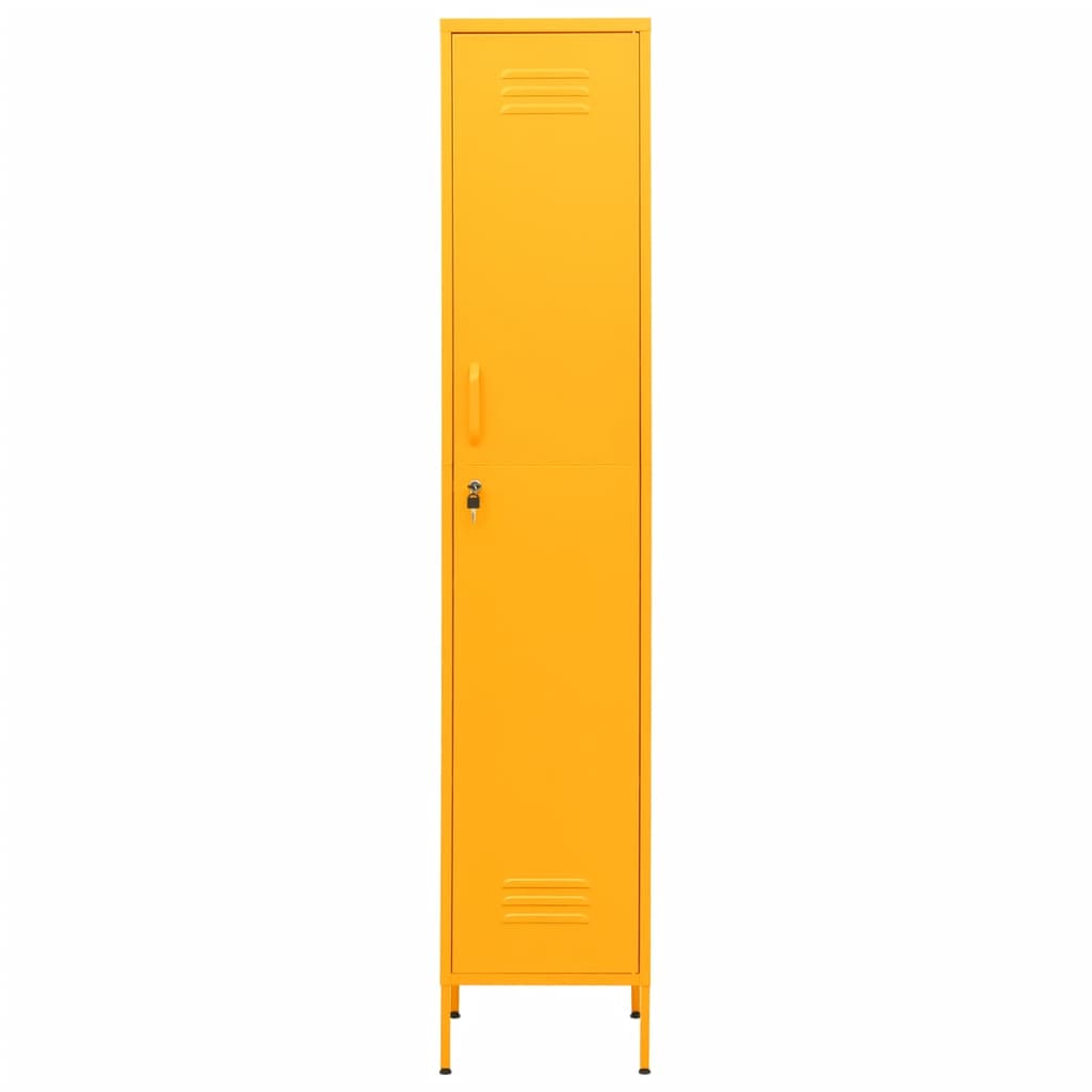 Шкаф със заключване, горчица жълто, 35x46x180 см, стомана