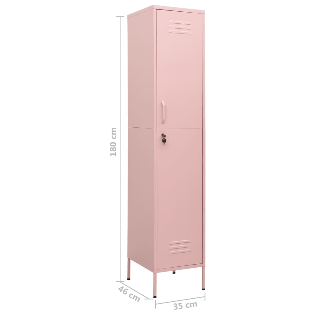 Шкаф със заключване, розов, 35x46x180 см, стомана