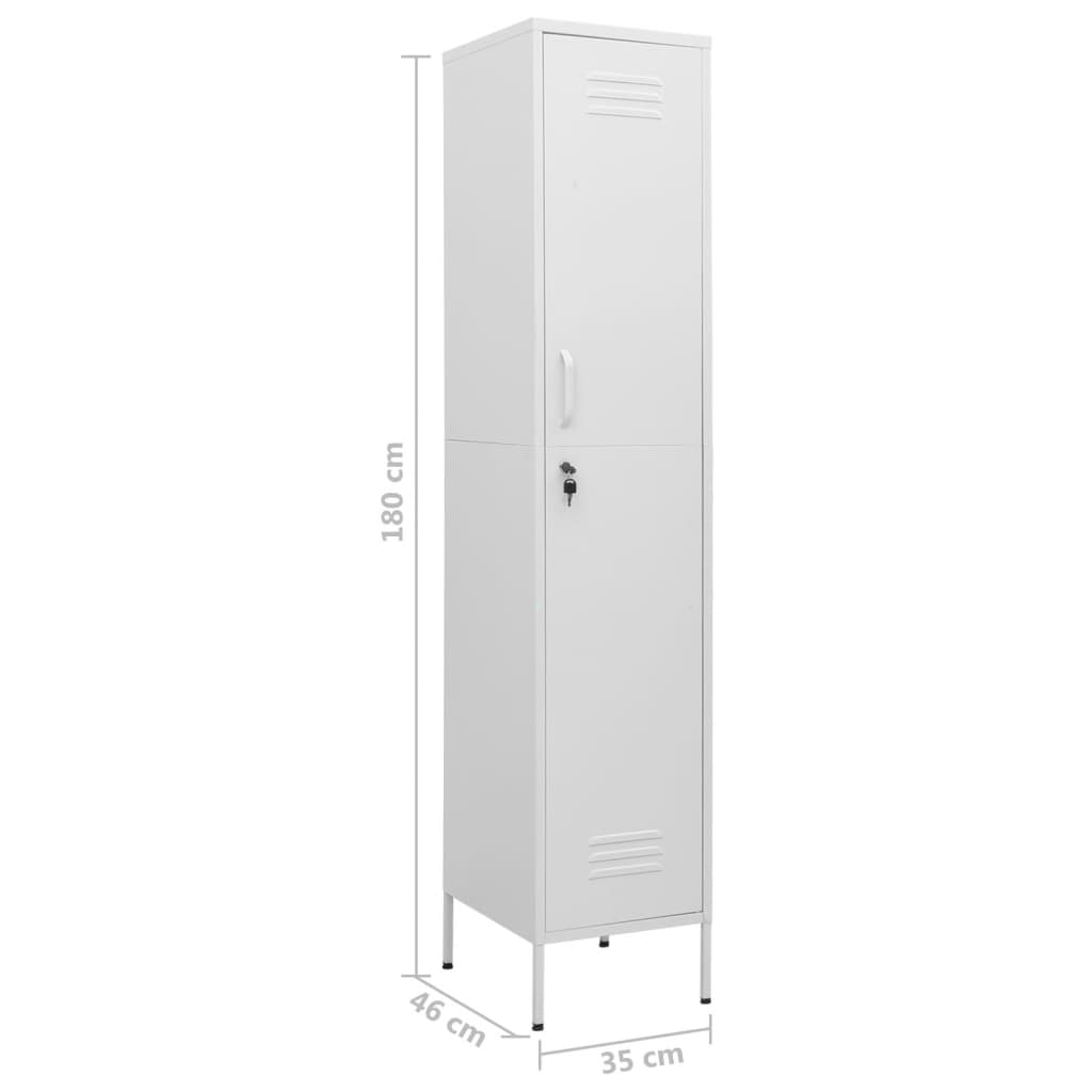 Шкаф със заключване, бял, 35x46x180 см, стомана