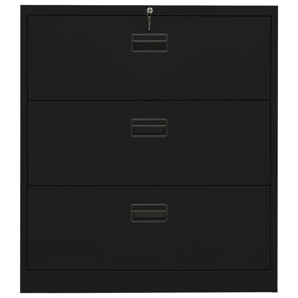 Шкаф за папки, черен, 90x46x103 cм, стомана