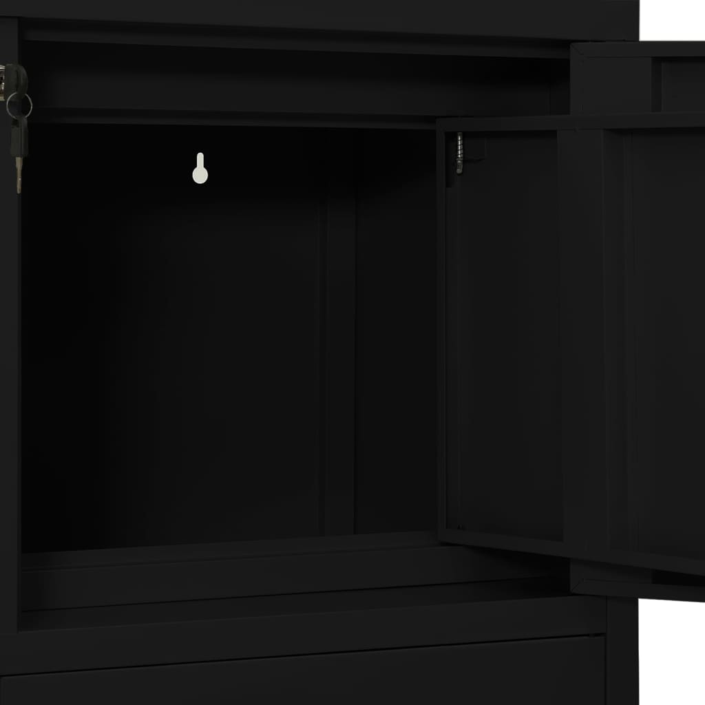 Офис шкаф, черен, 90x40x102 см, стомана