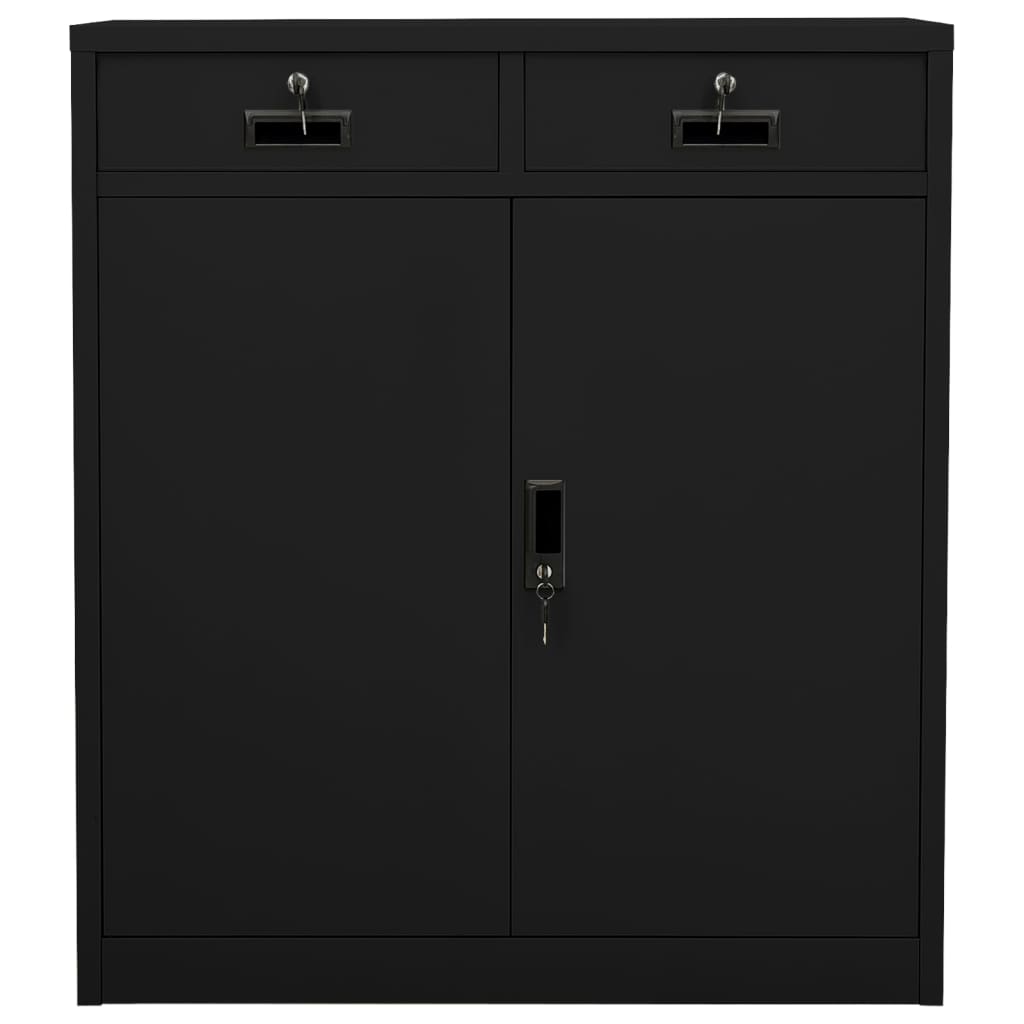 Офис шкаф, черен, 90x40x102 см, стомана
