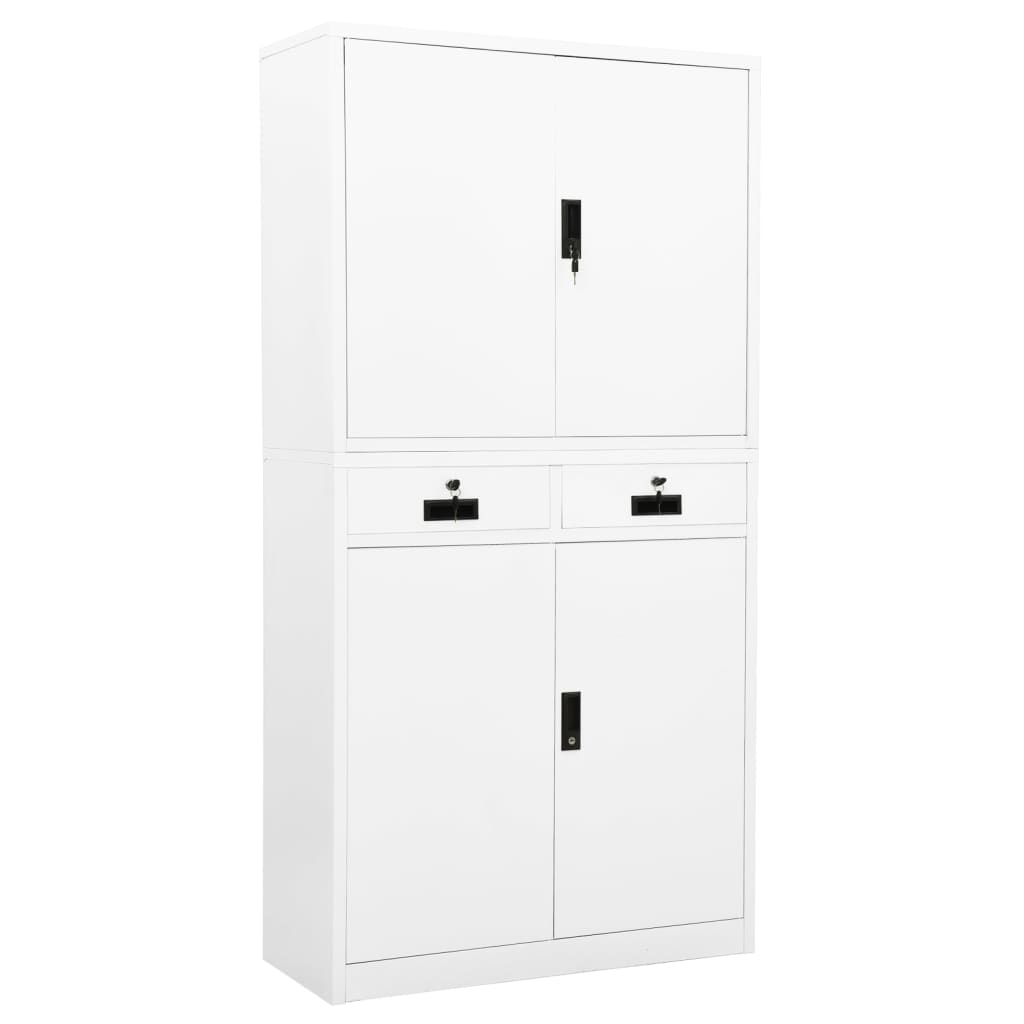 Офис шкаф, бял, 90x40x180 см, стомана