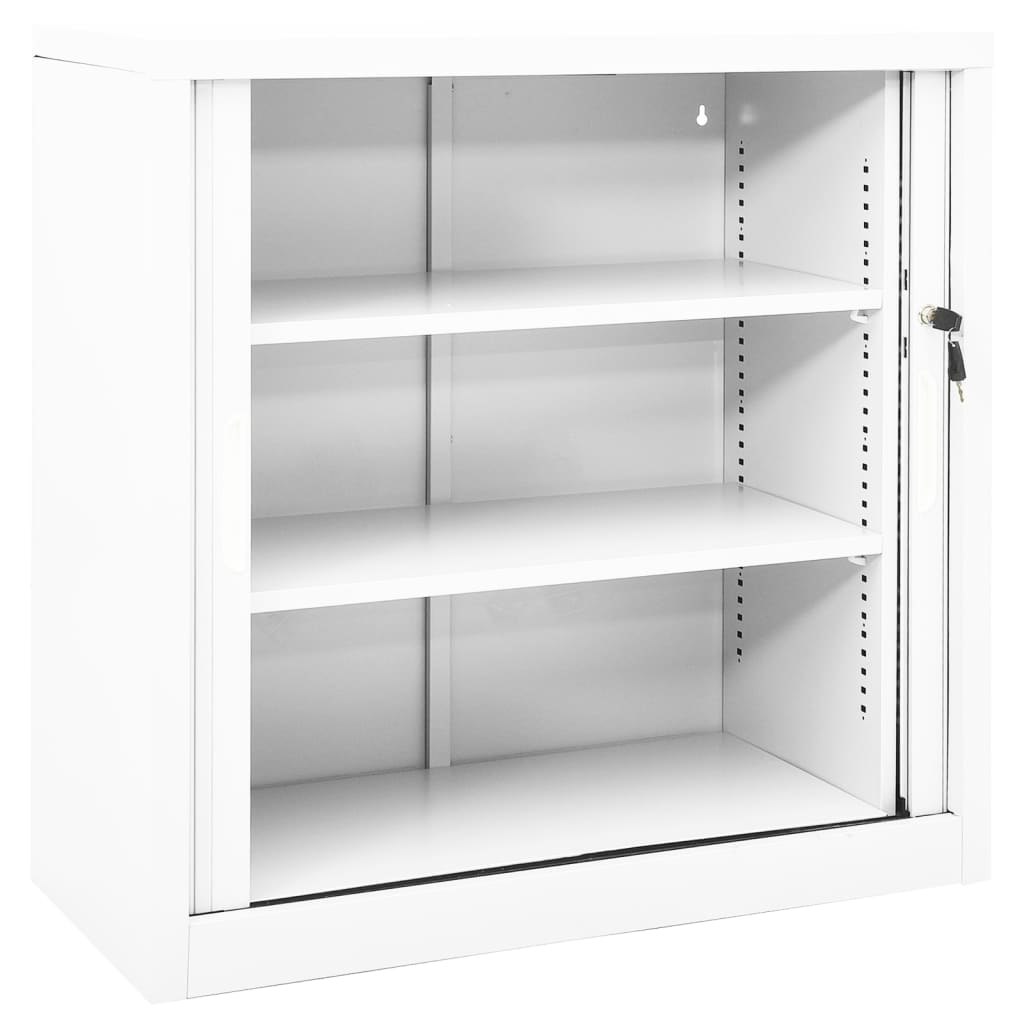 Шкаф с плъзгаща врата, бял, 90x40x90 см, стомана
