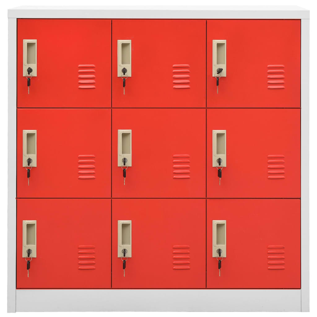 Заключващ се шкаф, светлосиво и червено, 90x45x92,5 см, стомана