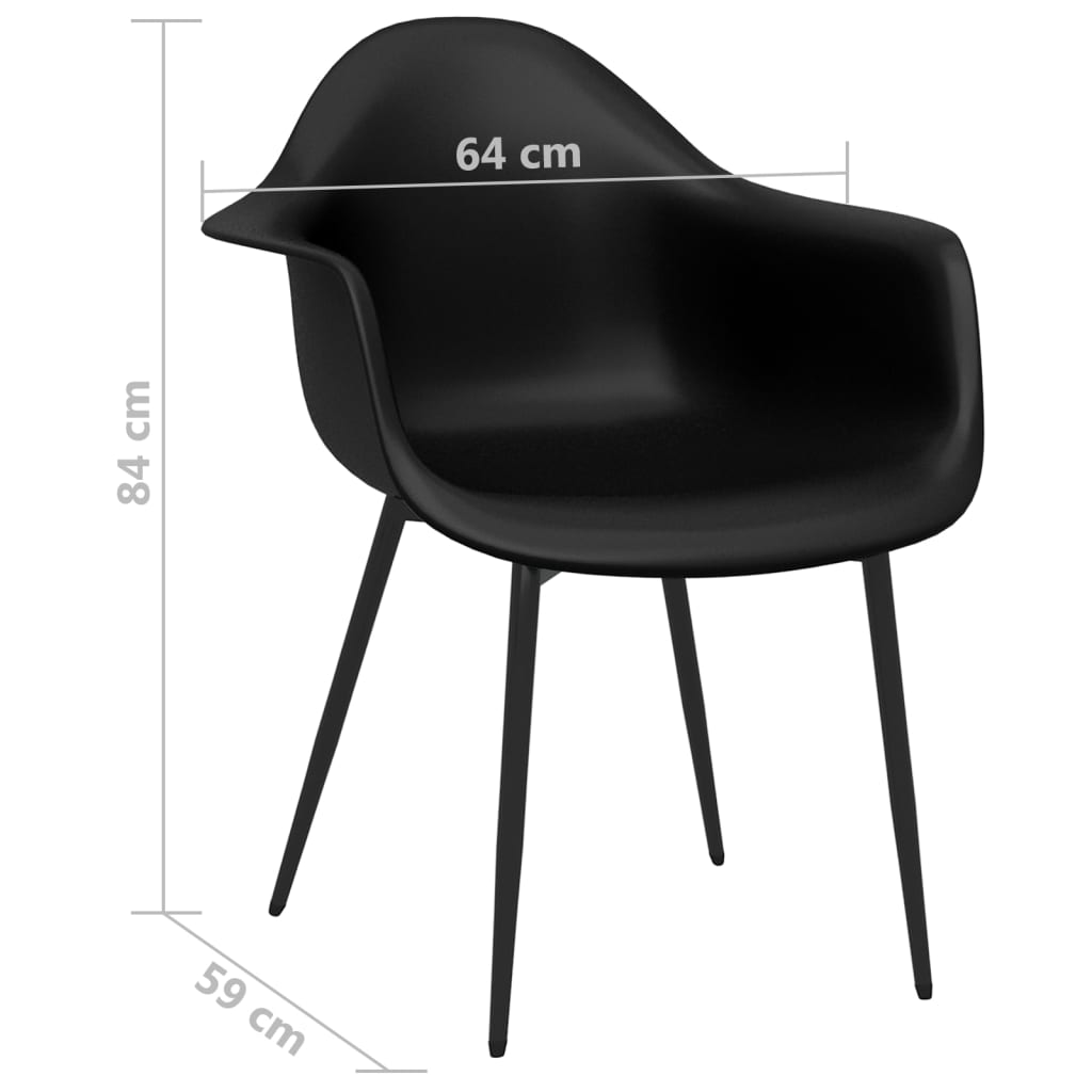 Трапезни столове, 4 бр, черни, PP