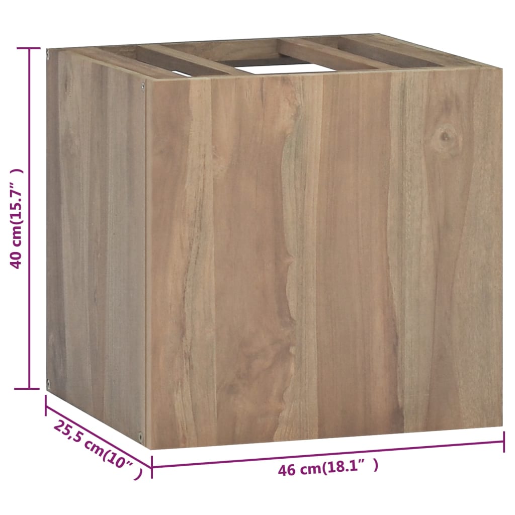 Стенен шкаф за баня, 46x25,5x40 см, тиково дърво масив