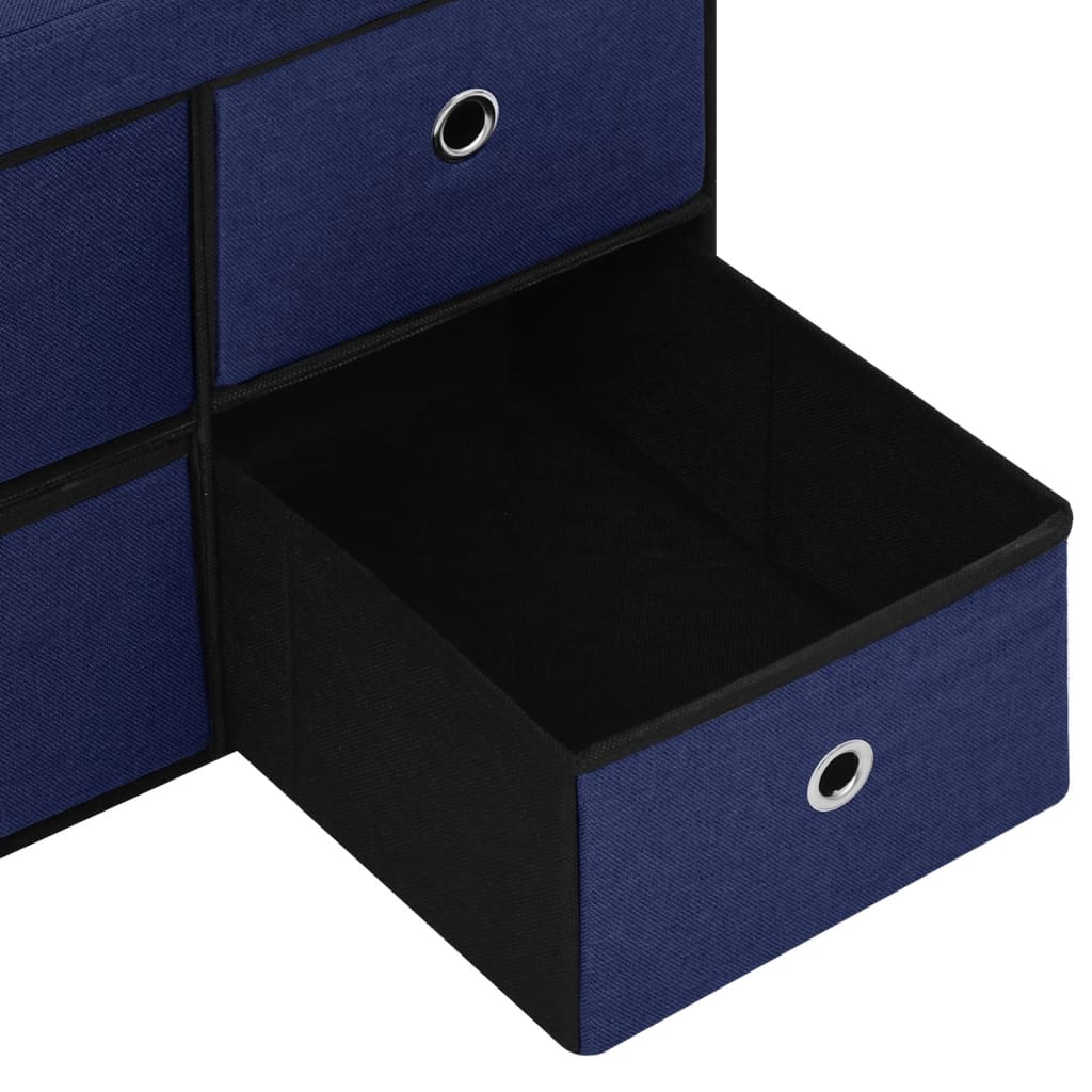 Сгъваема пейка за съхранение, синя, 76x38x38 см, изкуствен лен
