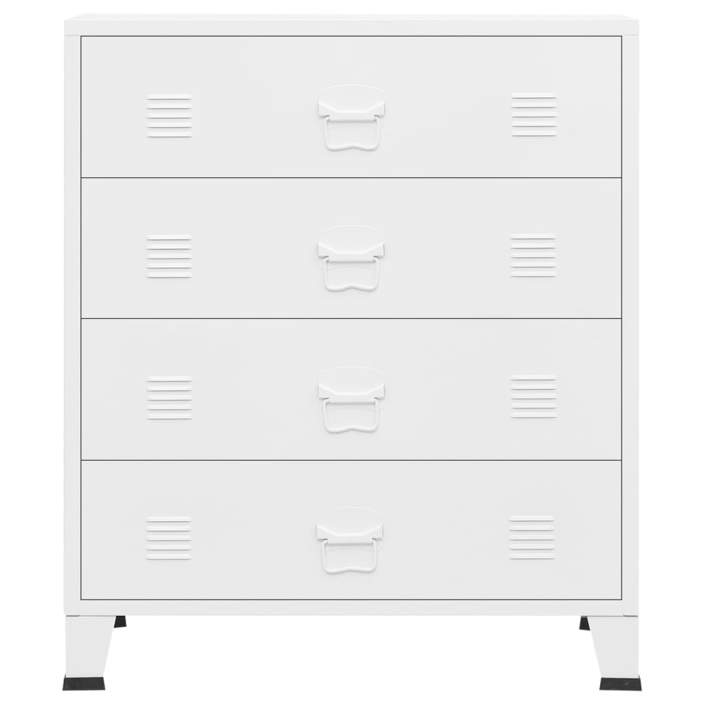Индустриален шкаф с чекмеджета, бял, 78x40x93 cм, метал