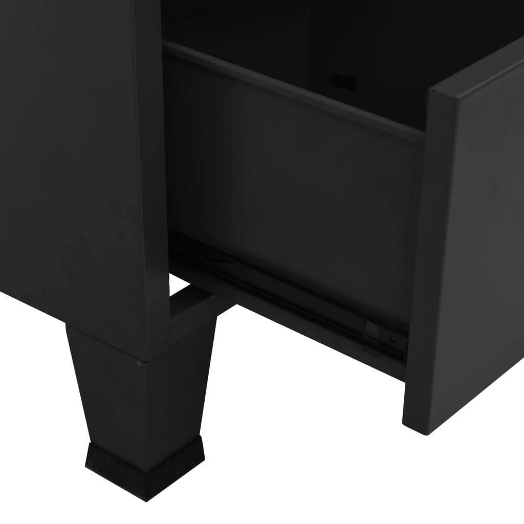 Индустриален скрин за съхранение, черен, 70x40x115 cм, метал
