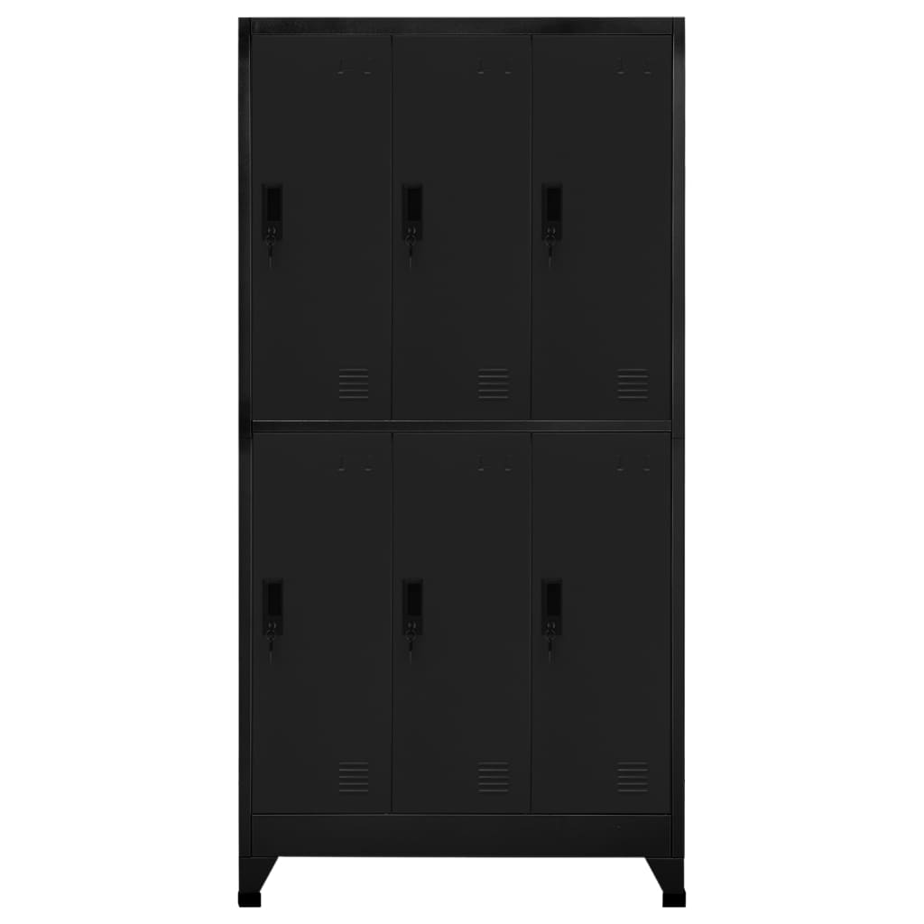 Заключващ се шкаф, черен, 90x45x180 см, стомана