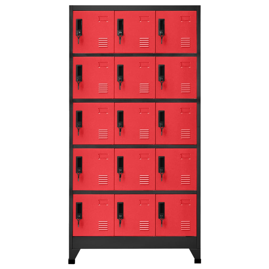 Заключващ се шкаф, антрацит и червен, 90x40x180 см, стомана