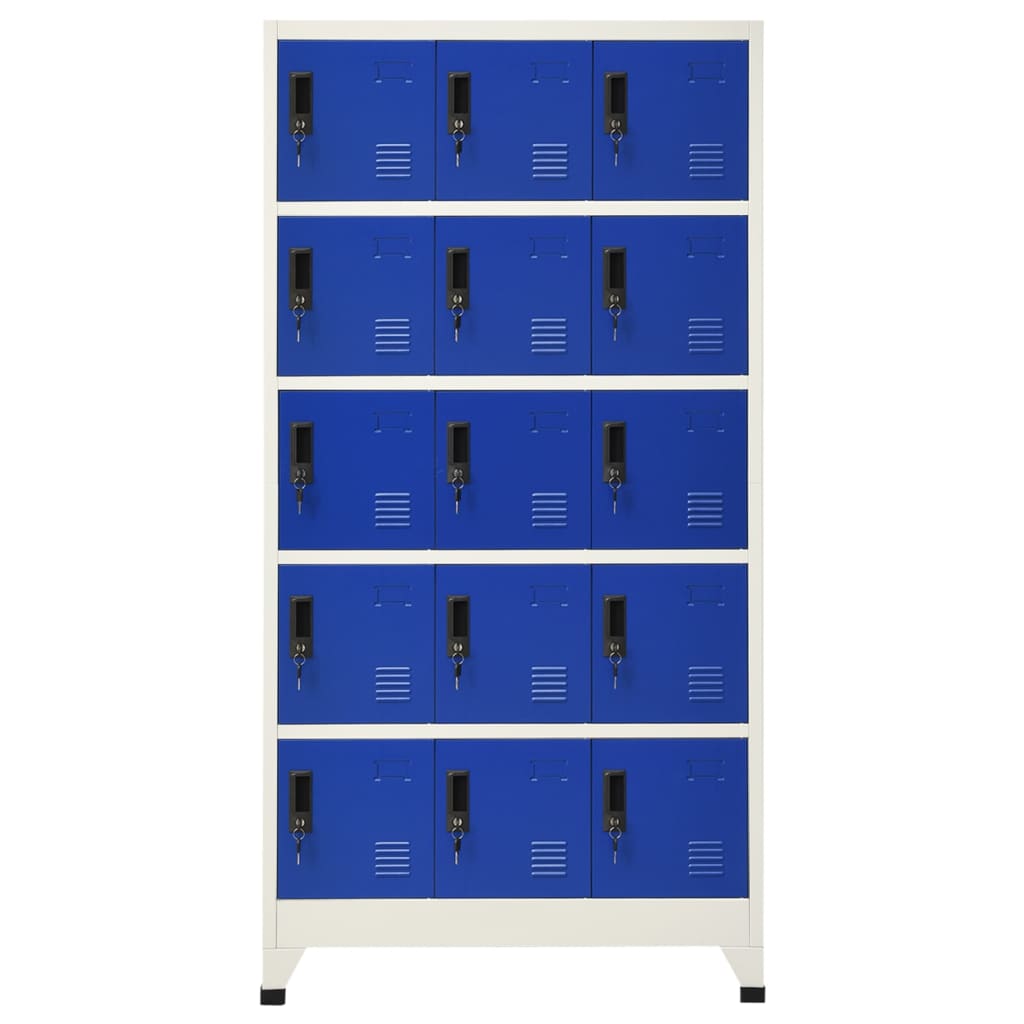 Заключващ се шкаф, сиво и синьо, 90x40x180 см, стомана