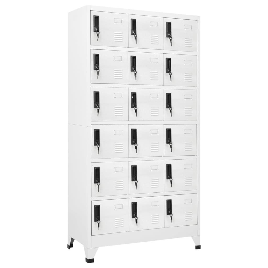 Заключващ се шкаф, бял, 90x40x180 см, стомана