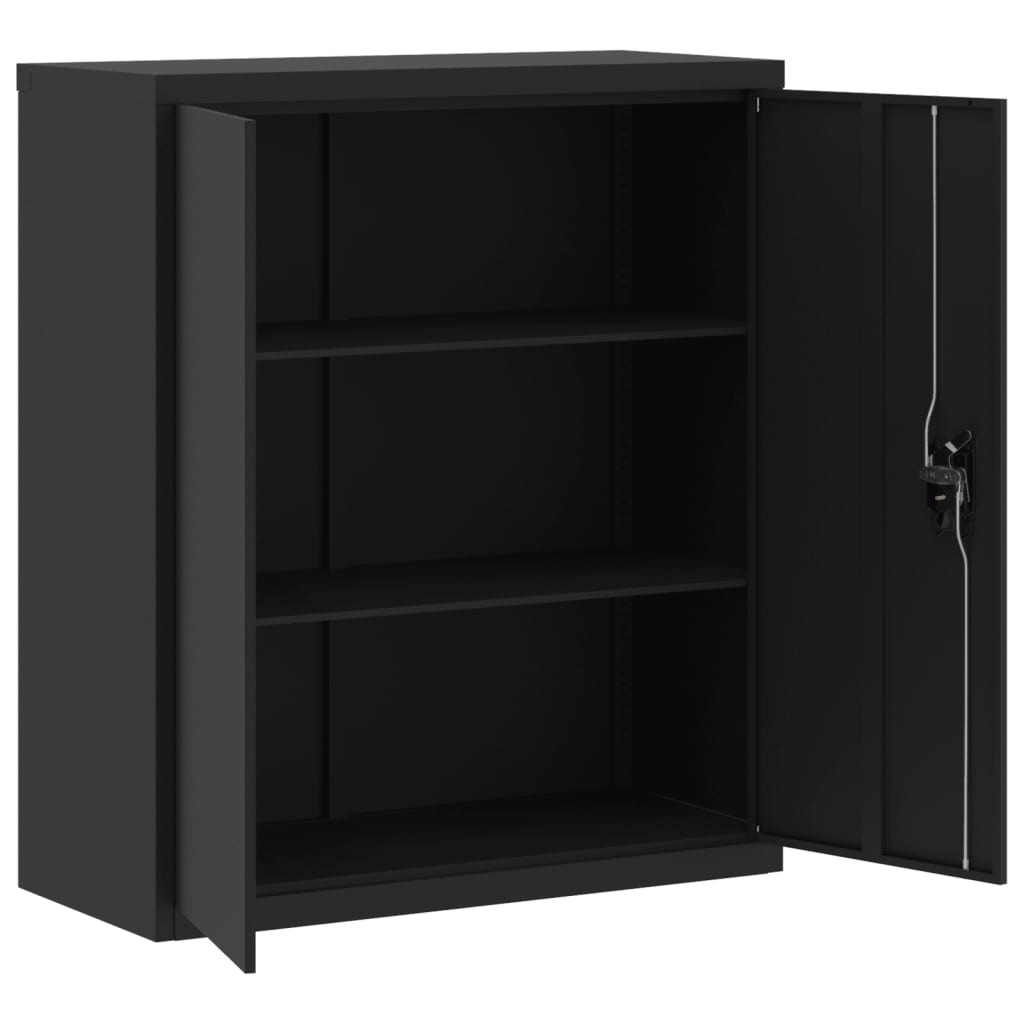 Шкаф за папки черен 90x40x105 см стомана