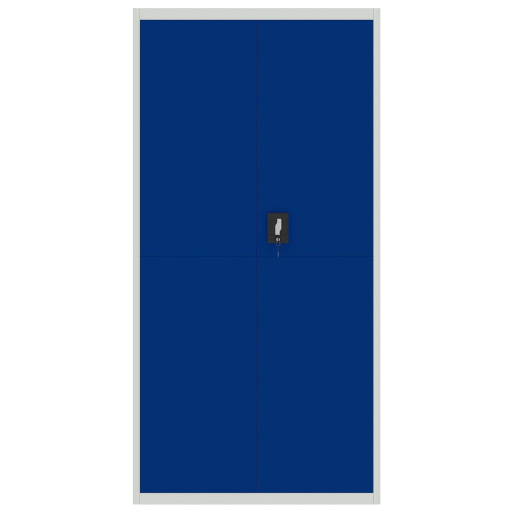 Шкаф за папки, светлосиво и синьо, 90x40x180 см, стомана