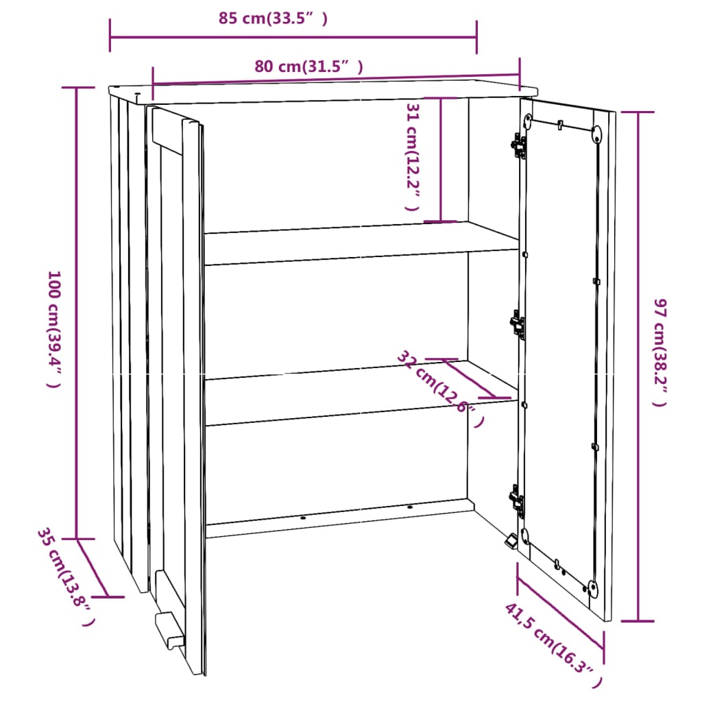 Надстройка за шкаф HAMAR, меденокафява, 85x35x100 см, бор масив