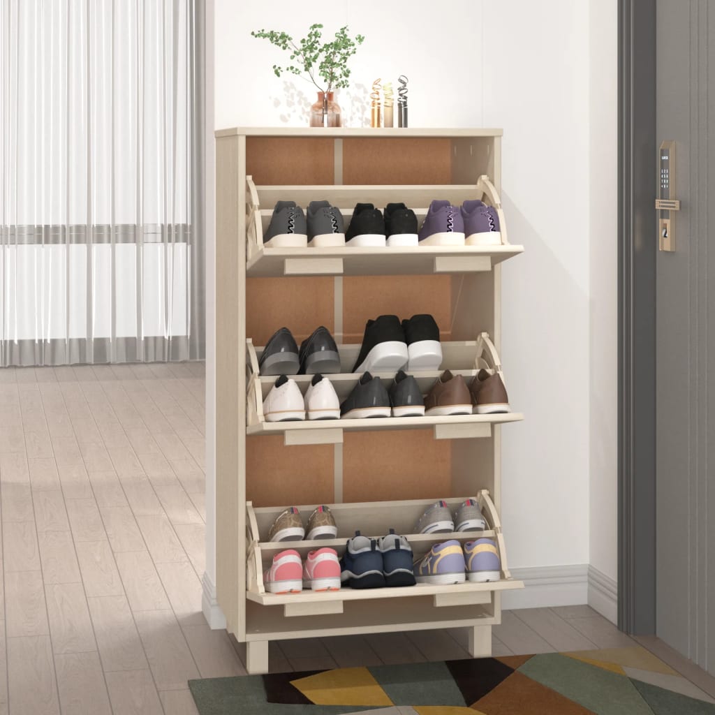 Шкаф за обувки HAMAR, меденокафяв, 59,5x35x117 см, бор масив