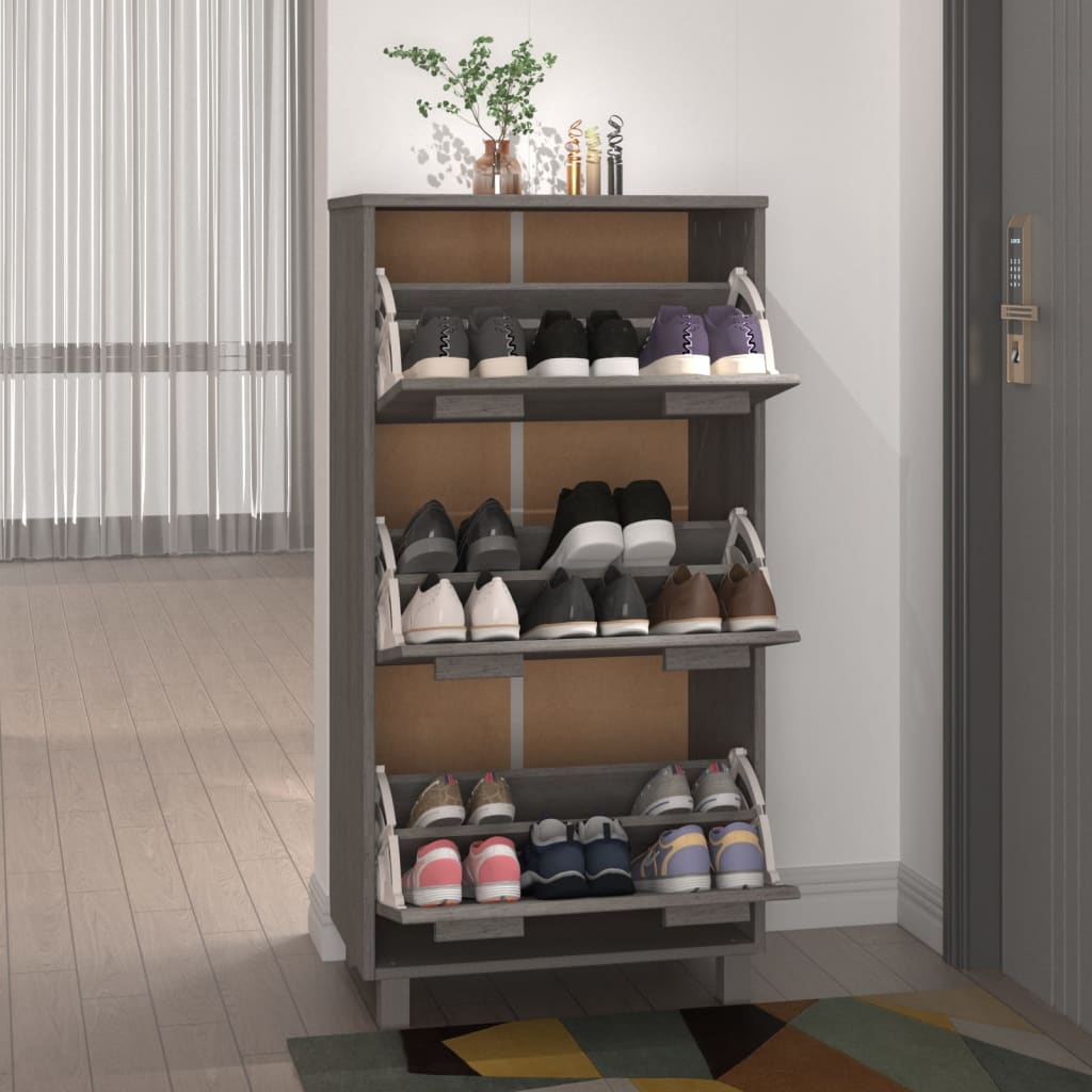 Шкаф за обувки HAMAR, светлосив, 59,5x35x117 см, бор масив