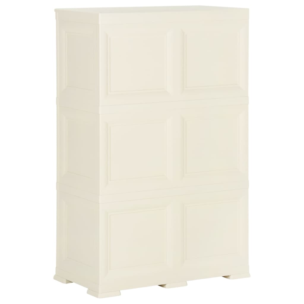 Пластмасов шкаф, 79x43x125 см, дървен дизайн, ванилов лед
