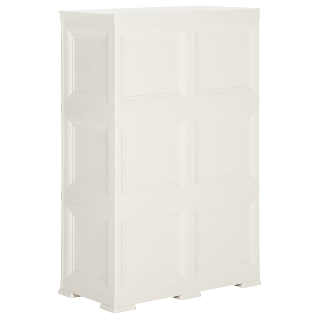 Пластмасов шкаф, 79x43x125 см, дървен дизайн, ангорско бяло