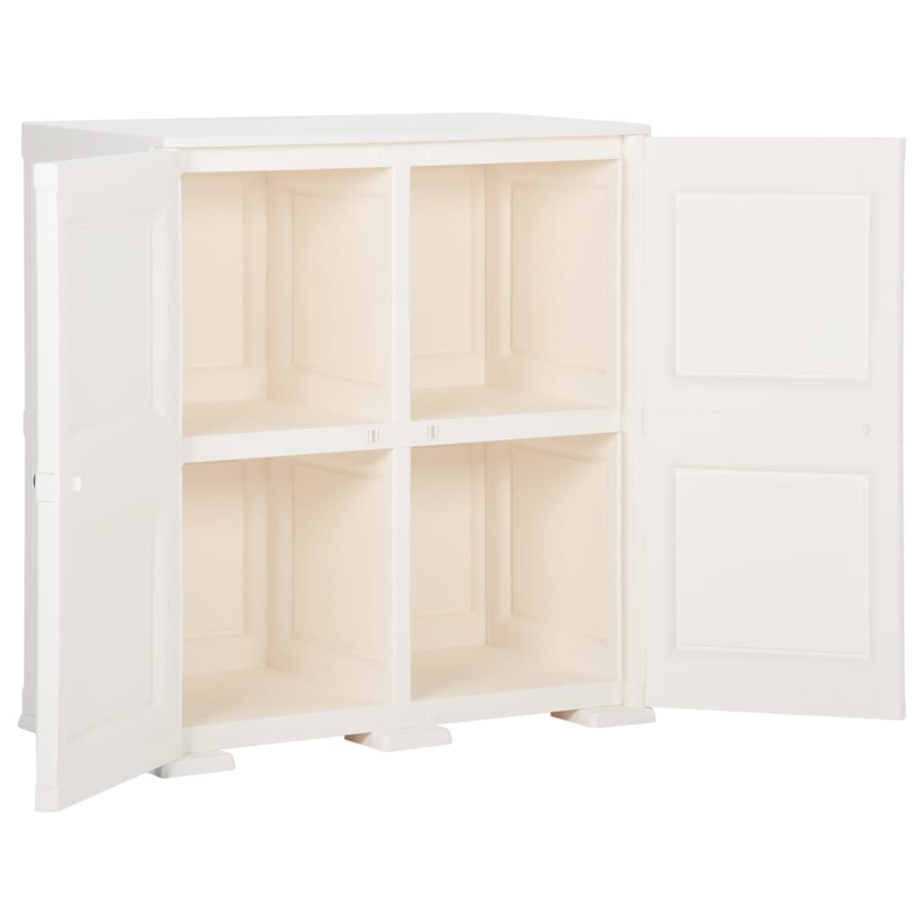 Пластмасов шкаф, 79x43x85,5 см, дървен дизайн, ангорско бяло