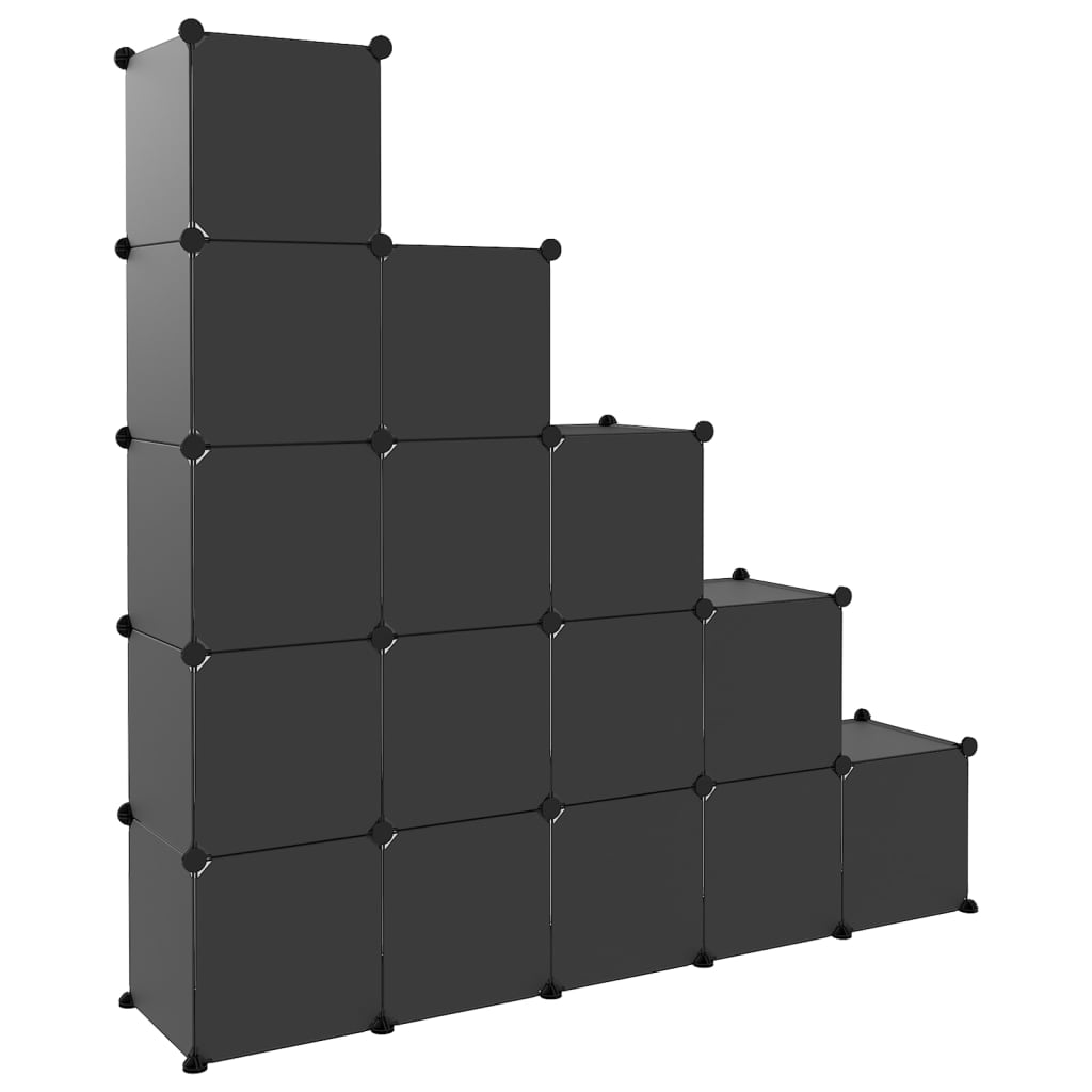 Органайзер с кубични отделения и врати, 15 куба, черен, PP