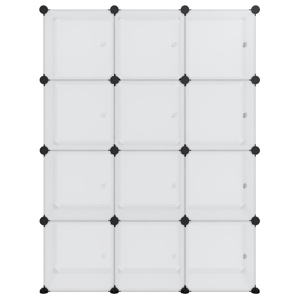 Органайзер с кубични отделения и врати, 12 куба, прозрачен, PP