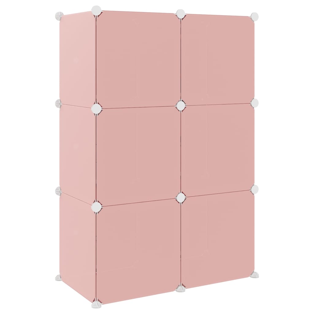 Детски кубичен шкаф за съхранение с 6 куба, розов, PP