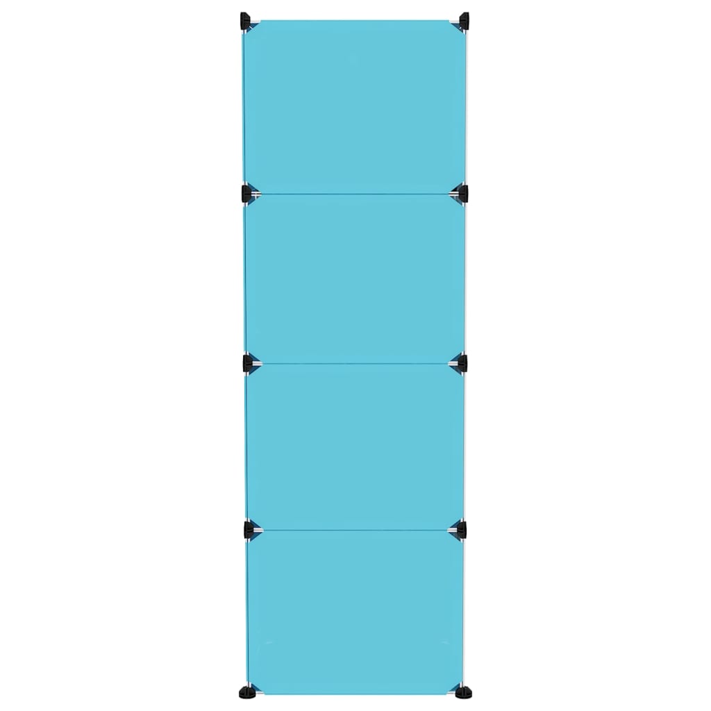 Детски кубичен шкаф за съхранение с 12 куба, син, PP