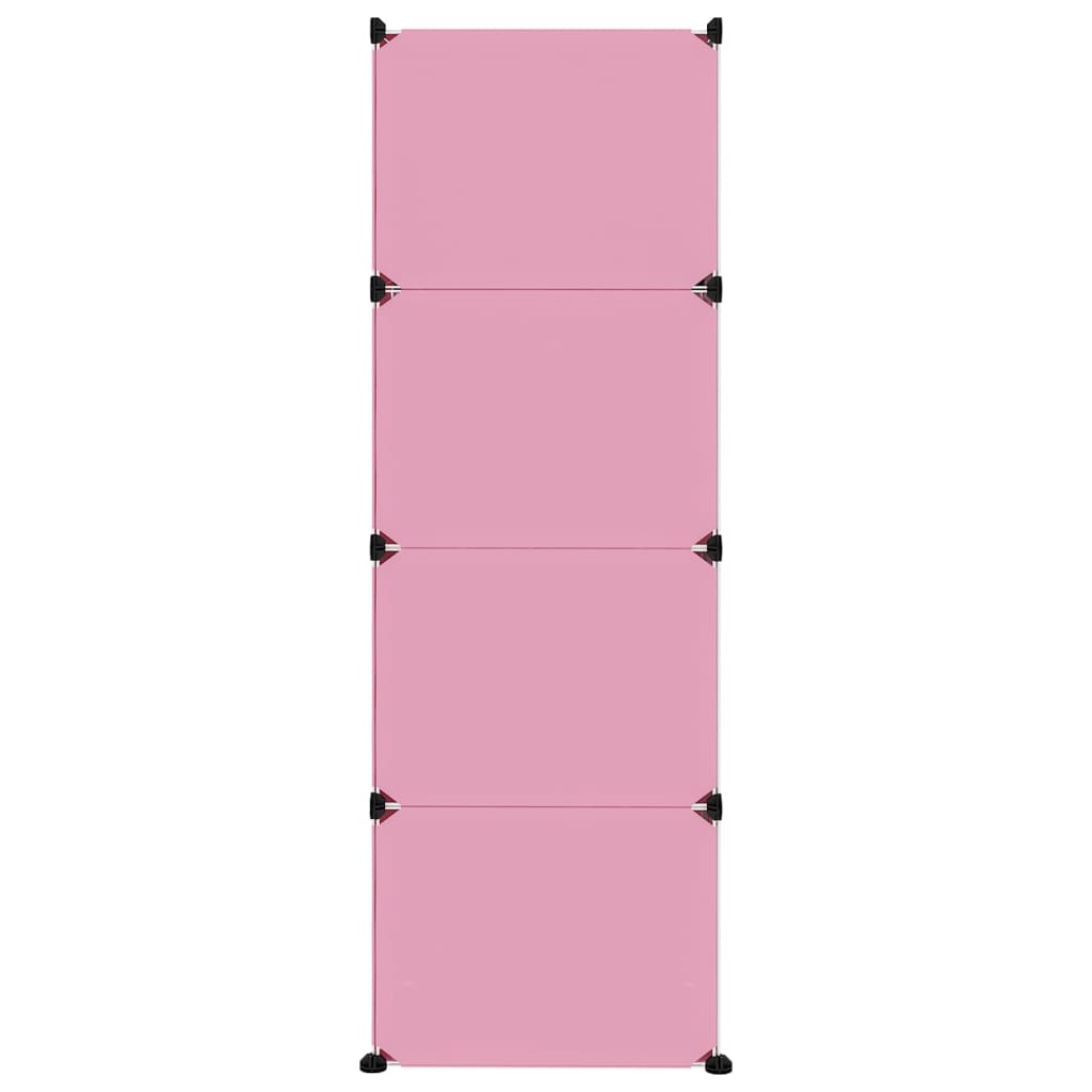 Детски кубичен шкаф за съхранение с 12 куба, розов, PP