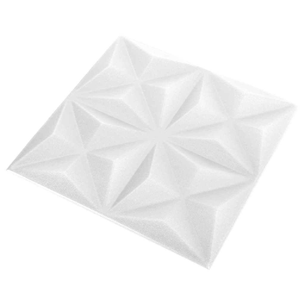 3D стенни панели, 12 бр, 50x50 см, оригами бяло, 3 м²