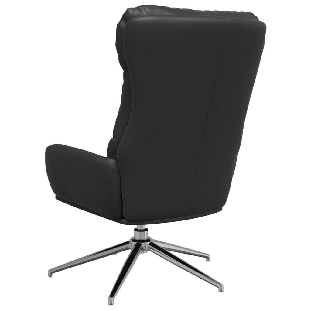 Релакс стол, черен, естествена кожа